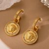 #2828 S925 Silver Needle European and American Retro Coin Earrings with High Grade, Light Luxury, Exquisite temperament Earrings for Women