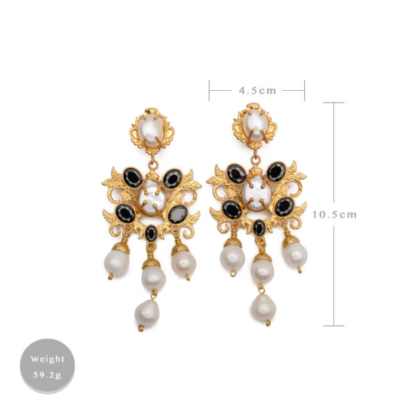 #2351 Fashionable Baroque natural pearl brass plated with 22K gold, court retro exaggerated ear clip, personalized niche earrings for women - Image 7