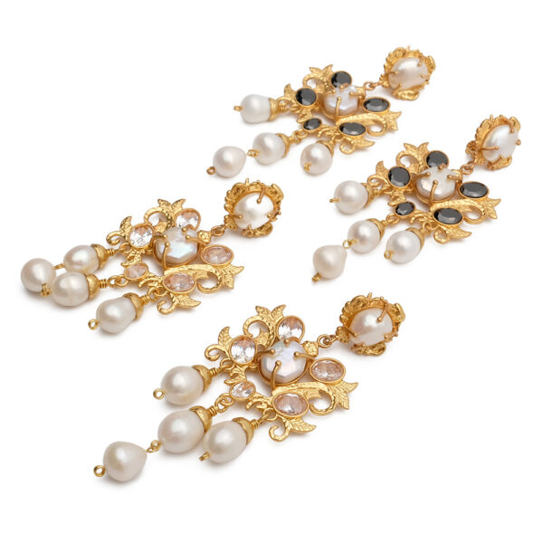 #2351 Fashionable Baroque natural pearl brass plated with 22K gold, court retro exaggerated ear clip, personalized niche earrings for women - Image 10