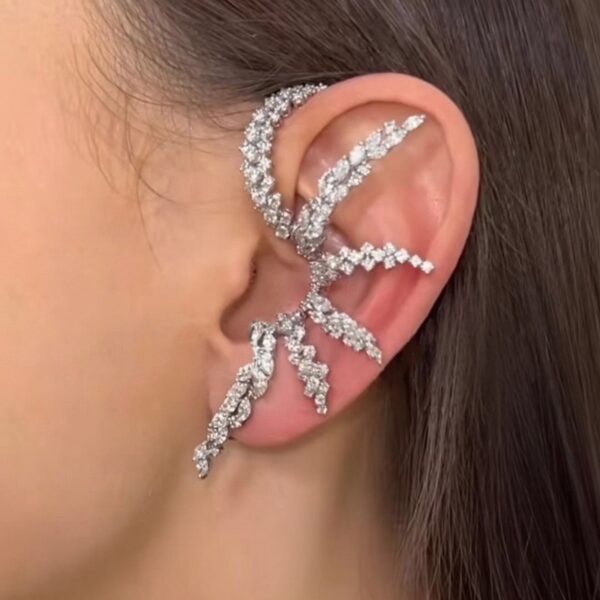 #78 New luxurious irregular firework stud earrings from Europe and America, Zircon heavy industry, versatile, high-end and elegant, exaggerated earrings - Image 2