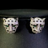#81 Fashionable, individual and creative earrings, cute little leopard-shaped micro-inlaid zircon earrings, S925 silver needle leopard stud earrings, elegant and versatile designer earrings - Image 2