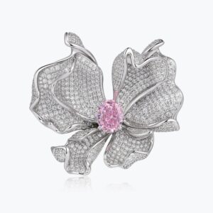 #58 Luxury design, niche creativity, elegant flower shape, 925 silver inlaid with pink zircon, fashionable and versatile brooch