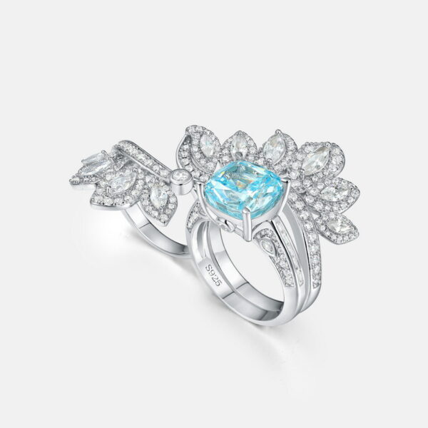 #61 S925 silver new personality bright high-carbon diamond ring female full inlaid with color treasure ring wear European and American luxury ring - Image 3