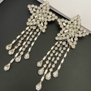 #2020 Retro Heavy Industry New Ear clips with pentagonal star tassels and exaggerated earrings