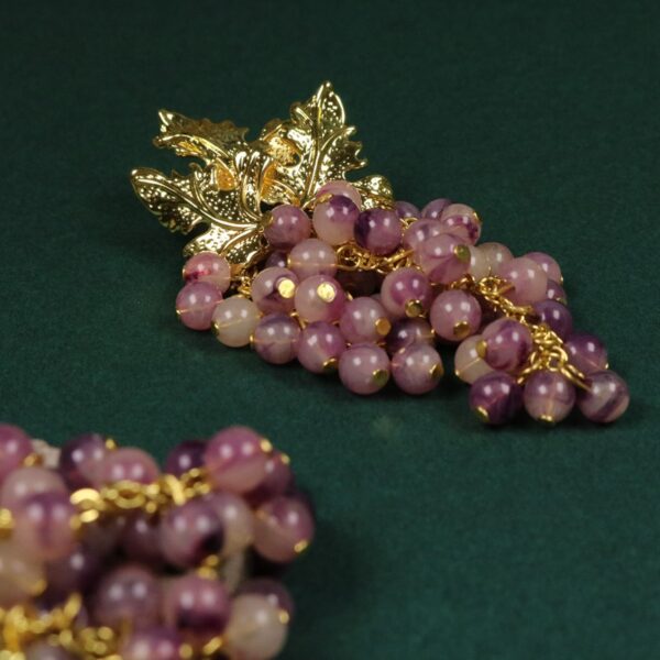 #6299 S925 Silver Needle European and American Heavy Industries Fashion Purple Grape Long Luxury Exquisite Handmade Beaded Earrings Personalized Earrings - Image 2