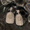 #64 S925 Silver needle temperament mysterious pattern personality ancient Egyptian wind pharaoh mummy earrings European and American heavy industry zircon earrings - Image 4