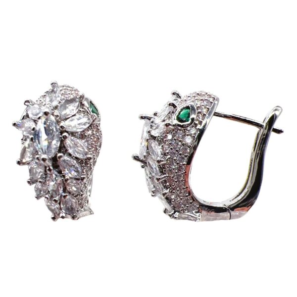 #69 S925 Silver needle European and American creative design two-color snake earrings, slightly set with gold-plated full diamond elastic snap snake stud earrings, personalized and trendy ear accessories - Image 4