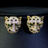#81 Fashionable, individual and creative earrings, cute little leopard-shaped micro-inlaid zircon earrings, S925 silver needle leopard stud earrings, elegant and versatile designer earrings - Image 4