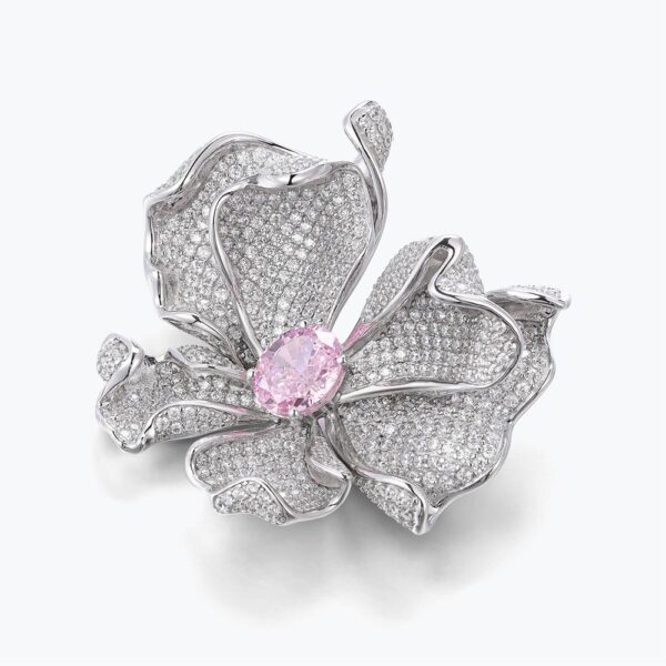 #58 Luxury design, niche creativity, elegant flower shape, 925 silver inlaid with pink zircon, fashionable and versatile brooch - Image 3