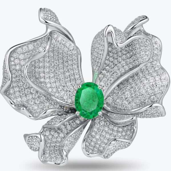#58 Luxury design, niche creativity, elegant flower shape, 925 silver inlaid with pink zircon, fashionable and versatile brooch - Image 2