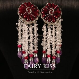 #8099 S925 Silver Needle European and American Heavy Industry Fashion Palace Style Long Style Tassel Shoulder Sweep Style Crystal Stone Symmetrical Earstuds Personalized Earrings