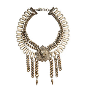 #1717 Retro heavy Industry aged lion Head Three-dimensional Necklace Exaggerated metal chain pendant necklace