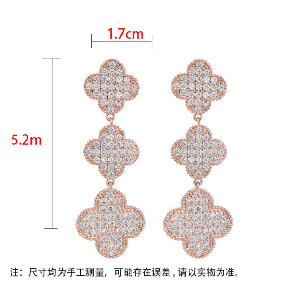 #80 The new zircon four-leaf flower earrings from Europe and America are set with personalized, high-end and fashionable stud earrings - Image 3