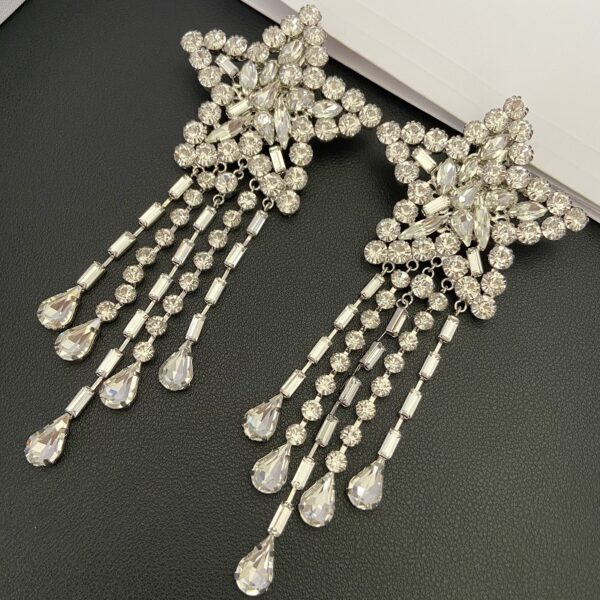 #299 Retro Heavy Industry New Ear clips with pentagonal star tassels and exaggerated earrings - Image 2