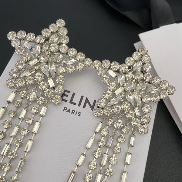 #299 Retro Heavy Industry New Ear clips with pentagonal star tassels and exaggerated earrings - Image 3