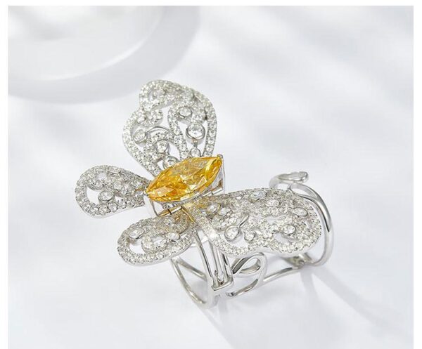 #59 S925 Silver Ring Fine Jewelry High carbon diamond ice cut full of diamond moving butterfly ring - Image 6