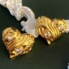 #2082 Vintage glass grape vine round ear clip earrings, niche, high-end, fashionable, exaggerated earrings for women  New brass antique style pounding pattern heart inlaid zircon asymmetrical earrings fashionable vintage earrings for women - Image 4