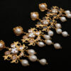 #2351 Fashionable Baroque natural pearl brass plated with 22K gold, court retro exaggerated ear clip, personalized niche earrings for women