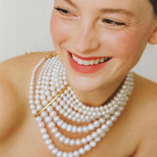 #132 Fashionable, simple and high-end necklace with unique design, retro glass multi-layer pearl necklace - Image 4
