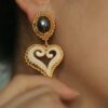 #117 Fashionable and high-end court-style earrings: Retro, versatile, and uniquely designed white heart-shaped earrings - Image 4