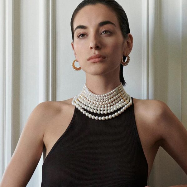 #132 Fashionable, simple and high-end necklace with unique design, retro glass multi-layer pearl necklace - Image 6