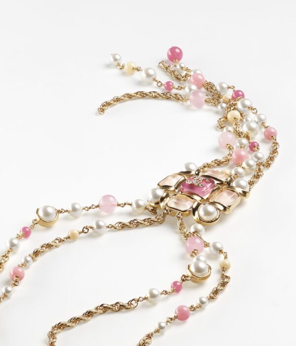#134 Fashionable, simple and high-end necklace with unique design, retro glass pearl pink necklace - Image 4