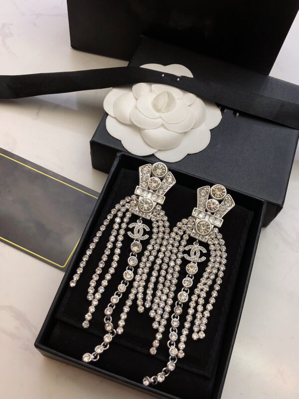 #140 Fashionable, exaggerated and high-end earrings with unique design. Classic long tassel earrings - Image 4