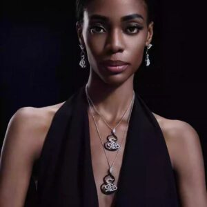 #127 Fashionable, simple and high-end Chinese-style necklace, personalized design, multi-layer necklace, single-layer necklace, Chinese-style auspicious cloud design earrings