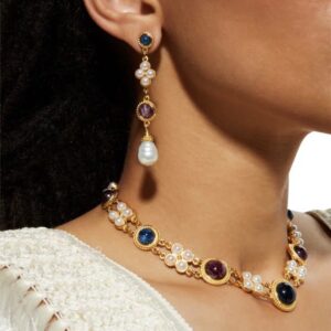 #143 Fashionable High-end Necklace with Unique design, retro court style, classic pearl and glass necklace