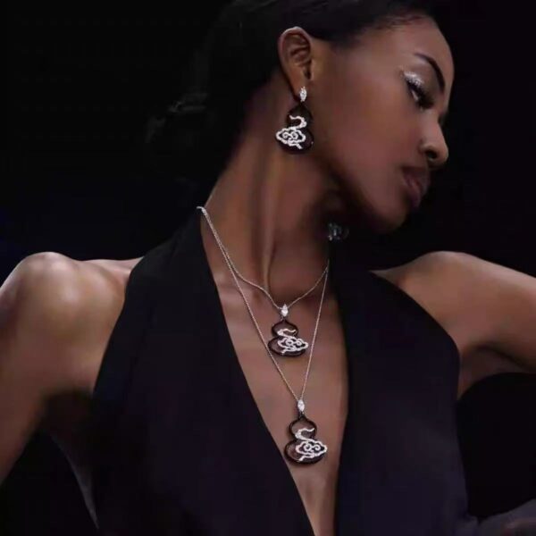#127 Fashionable, simple and high-end Chinese-style necklace, personalized design, multi-layer necklace, single-layer necklace, Chinese-style auspicious cloud design earrings - Image 6
