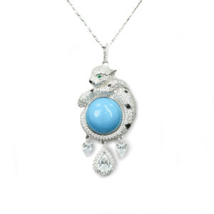 #240 Fashionable and high-end 925 silver niche blue Pine versatile Girls' necklace