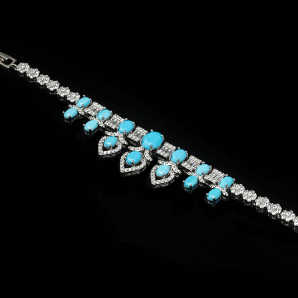 #241 Fashionable and high-end 925 silver, niche blue pine, unique geometric, versatile girls' bracelet and necklace - Image 6