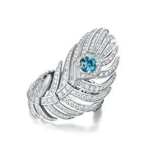 #245 Fashionable and High-end 925 silver niche design feather-shaped girls' ring