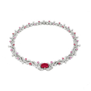 #252 Fashionable and high-end 925 silver niche design Versatile red girls' necklace