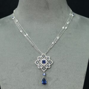 #257 Fashionable and High-end 925 silver niche design Lace lace style Girls' necklace