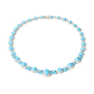 #267 Fashionable and high-end 925 silver niche design blue ladies' Necklace