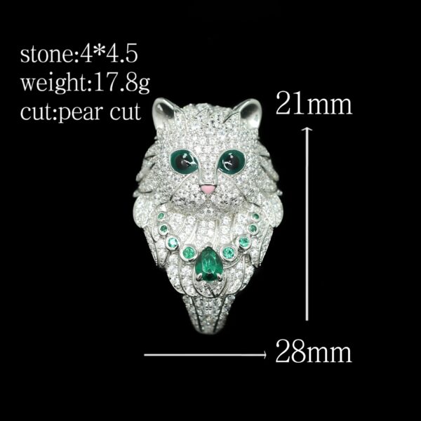 #189 Fashionable, high-end and elegant green cat-shaped ring - Image 10