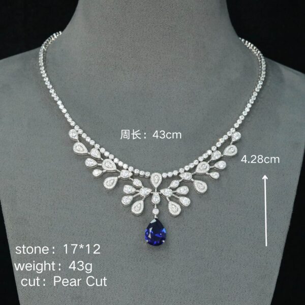 #248 Stylish and High-end 925 silver niche design blue girls' Necklace - Image 5