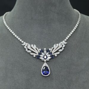 #249 Fashionable and High-end 925 silver niche design blue pendant Girls' Necklace