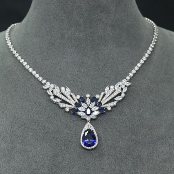 #249 Fashionable and High-end 925 silver niche design blue pendant Girls' Necklace
