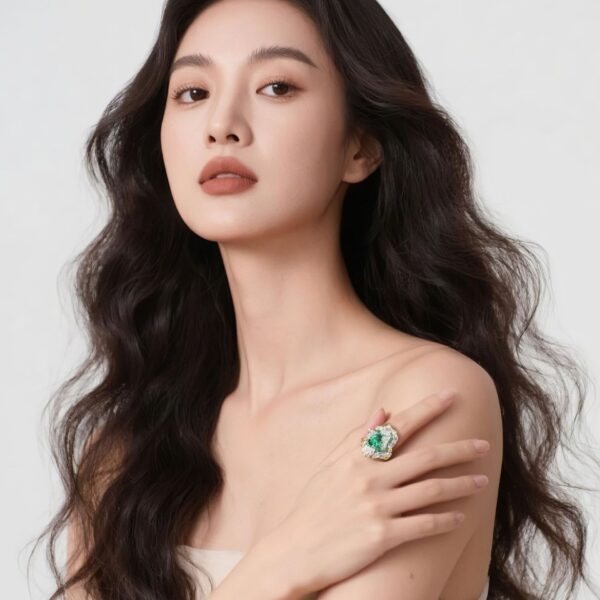 #256 Fashionable and high-end 925 silver niche design flower-shaped girls' ring - Image 4