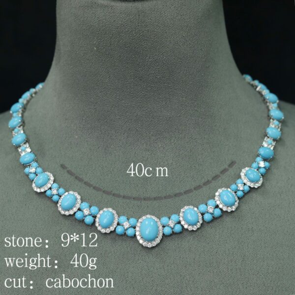 #267 Fashionable and high-end 925 silver niche design blue ladies' Necklace - Image 2