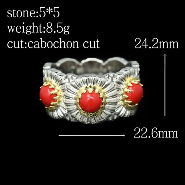 #269 Fashion and Sophistication 925 Silver Niche Design Orange-red Daisy shape ladies' ring - Image 2