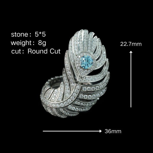 #245 Fashionable and High-end 925 silver niche design feather-shaped girls' ring - Image 7