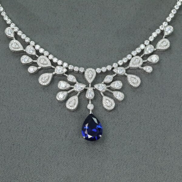 #248 Stylish and High-end 925 silver niche design blue girls' Necklace - Image 2