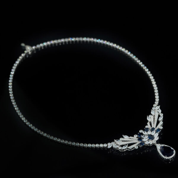 #249 Fashionable and High-end 925 silver niche design blue pendant Girls' Necklace - Image 3