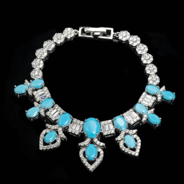 #241 Fashionable and high-end 925 silver, niche blue pine, unique geometric, versatile girls' bracelet and necklace - Image 9