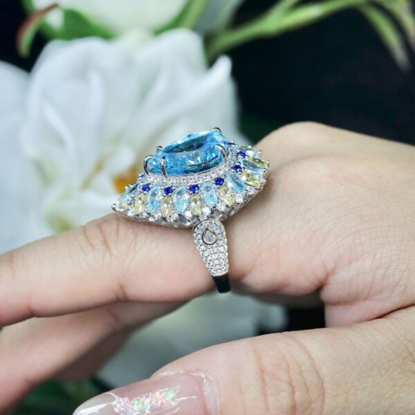 #244 Fashionable and High-end 925 silver Niche design snowflake-shaped girls' ring - Image 7