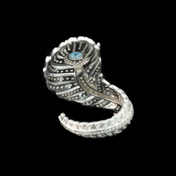 #245 Fashionable and High-end 925 silver niche design feather-shaped girls' ring - Image 8