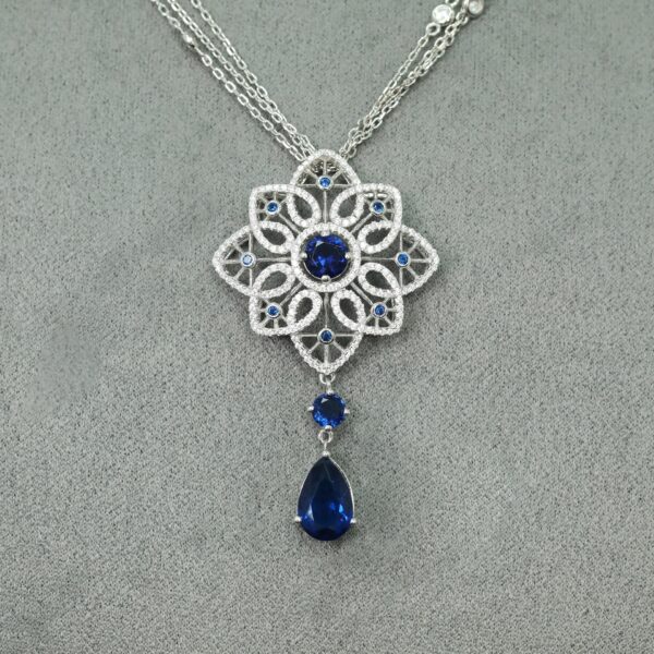 #257 Fashionable and High-end 925 silver niche design Lace lace style Girls' necklace - Image 5